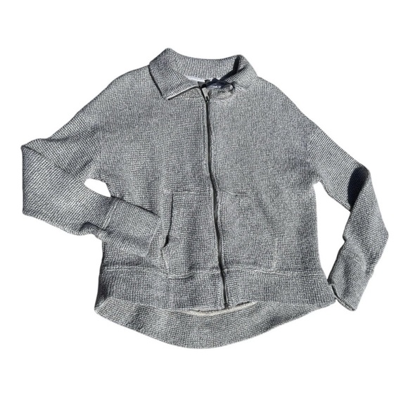 Sweaty Betty Jackets & Blazers - Sweaty Betty Restful Boucle Full Zip Sweater Jacket Size Medium Gray Textured